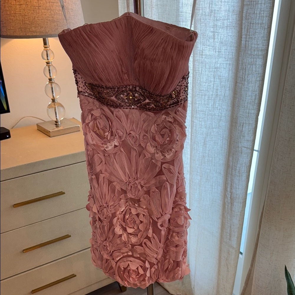 Sue Wong Pink Strapless Sheath Dress